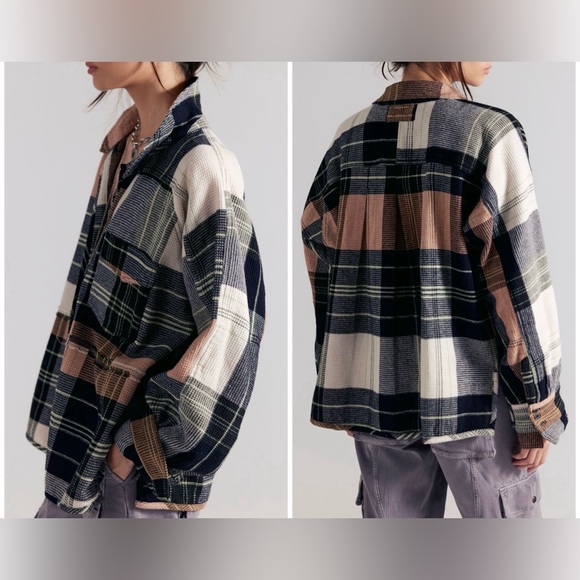 Free People Tops - NWT Free People We The Free Cozy In Plaid Shirt - Black And White Combo - XS